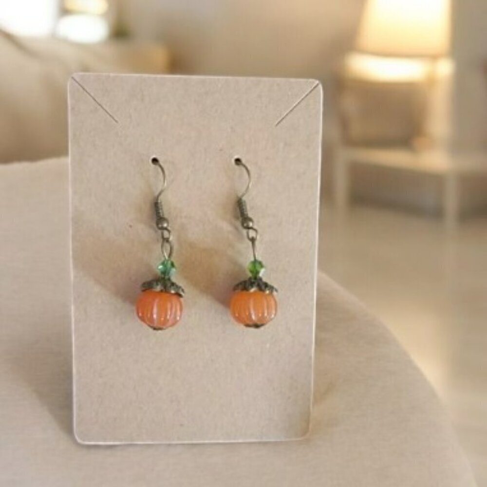 Thanksgiving or Christmas Pumpkin Shaped Drop Dangle Earrings - New‎ -